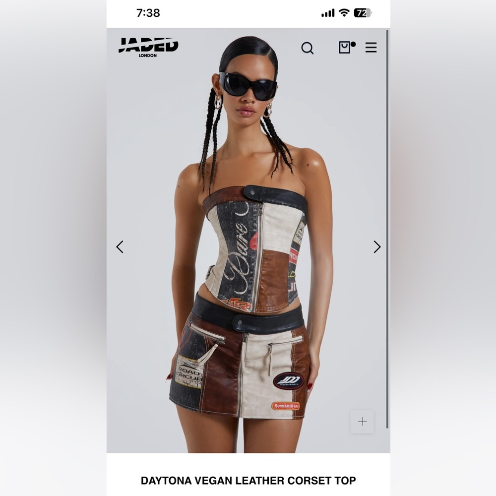 JADED LONDON DAYTONA VEGAN LEATHER CORSET TOP